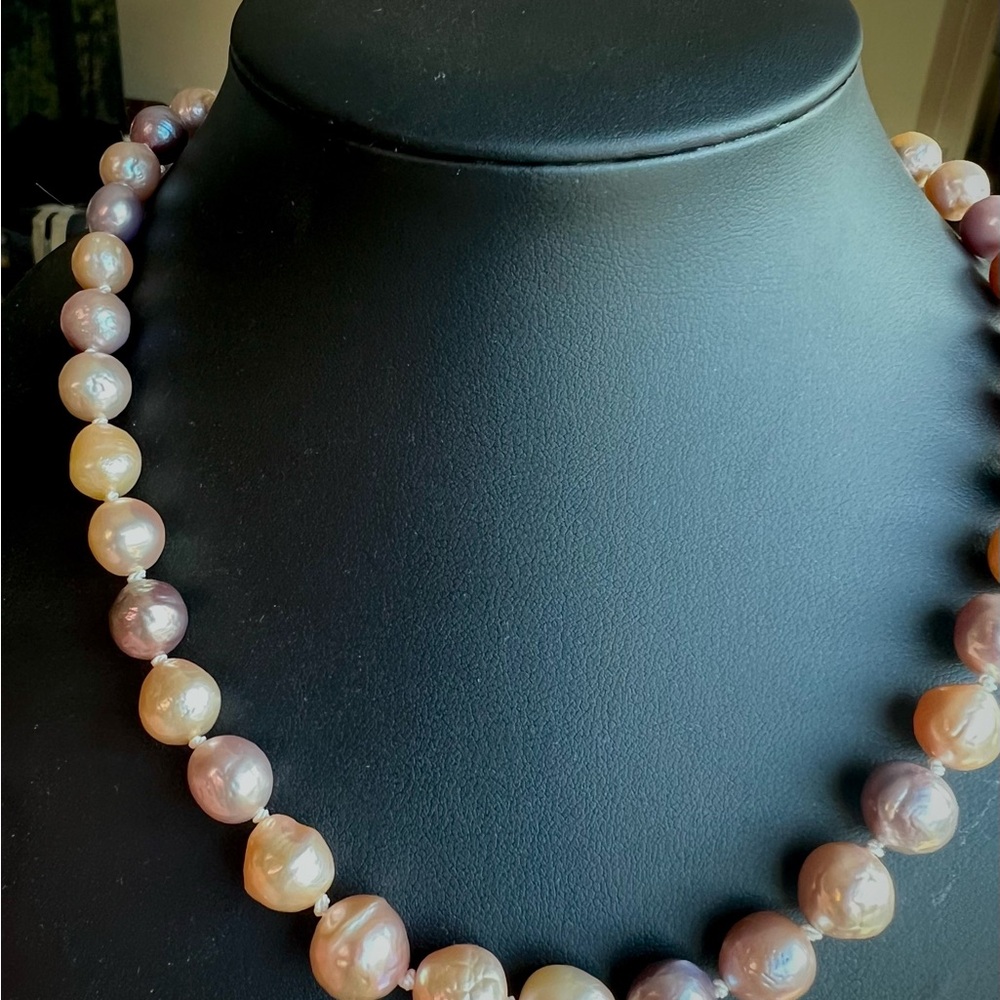 Hand Knotted Pink and Cream South Sea Pearl Necklace